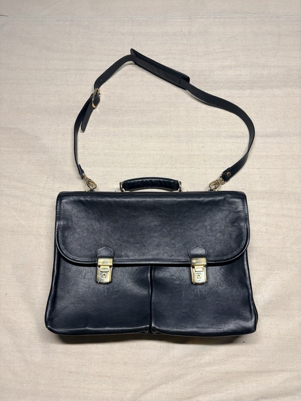 BOSCA "CORRESPONDENT" Heavy Leather Briefcase / Messenger Bag - Made in USA
